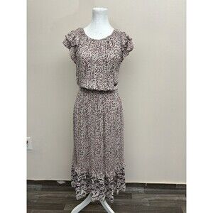 Universal Thread Dress Womens Medium M Purple Paisley Flutter Sleeve Boho Midi